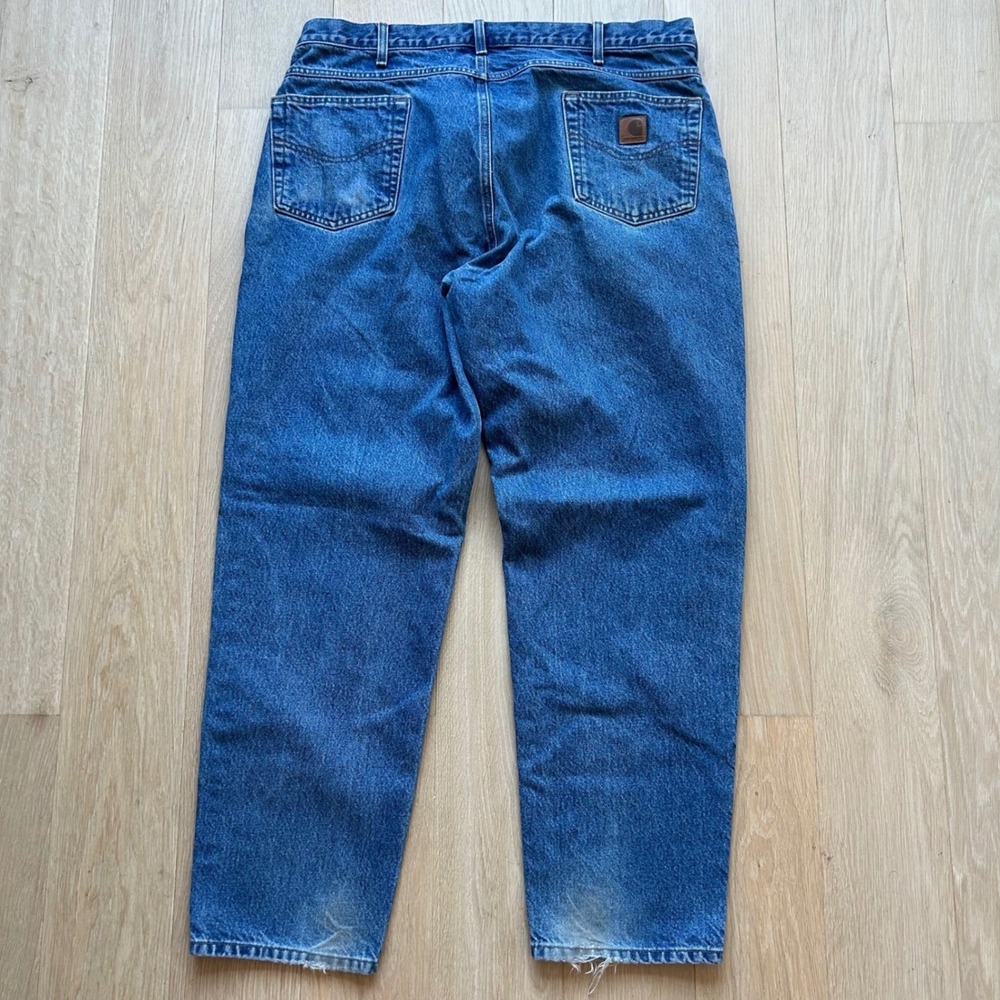 Carhartt B17 DST Relaxed Fit Jeans Mens 40x32 Blue Denim Workwear Stained
